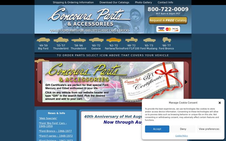 Screenshot of concoursparts.com