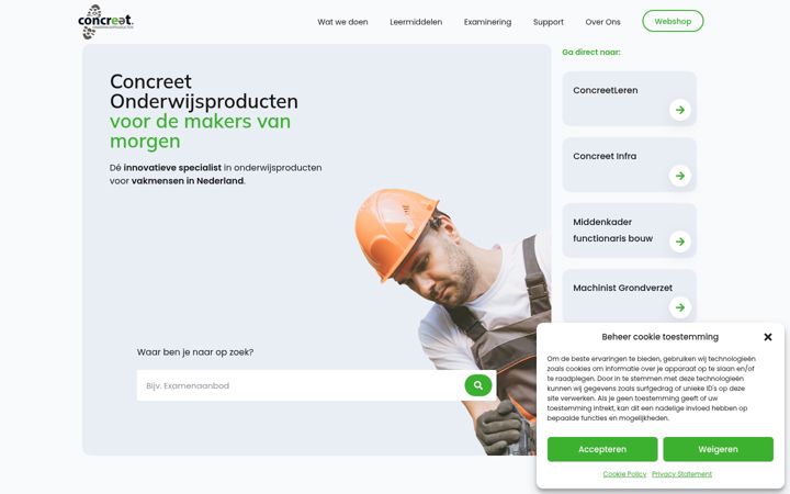 Kuvakaappaus sivustosta concreetonderwijsproducten.nl