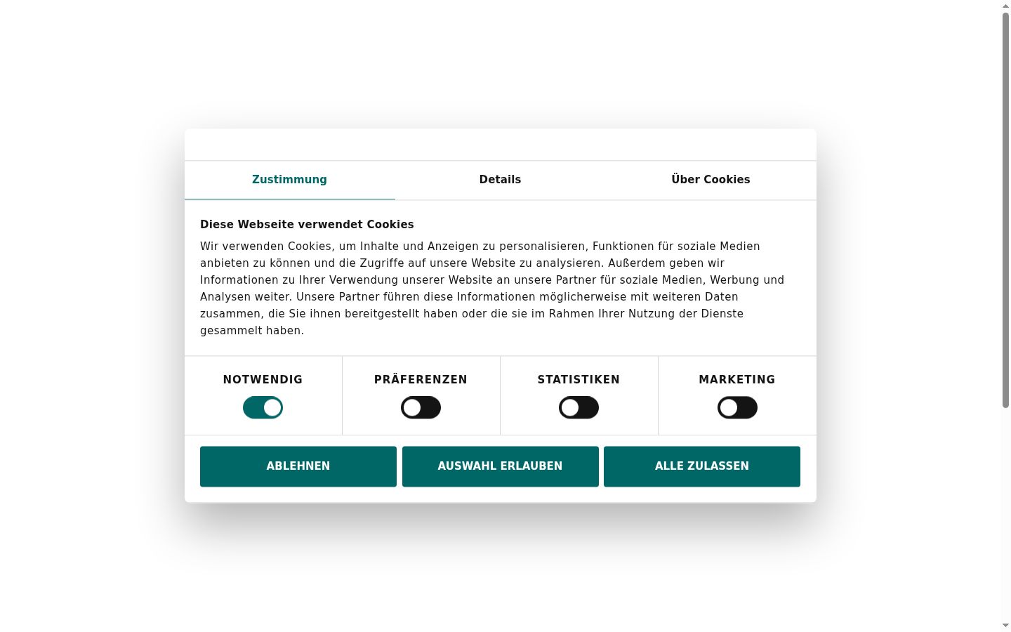 Screenshot del banner di consenso mostrato prima di qualsiasi interazione