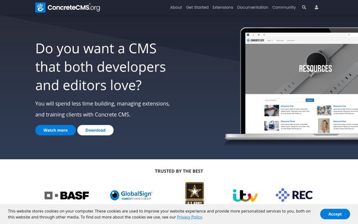 Screenshot of concretecms.org