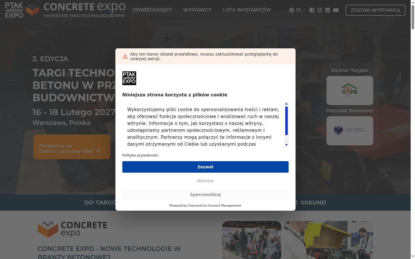 Snímek obrazovky baneru souhlasu zobrazeného před jakoukoli interakcí