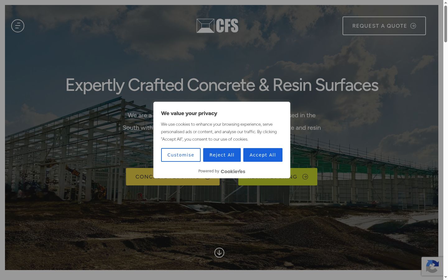 Screenshot of the consent banner shown before any interaction