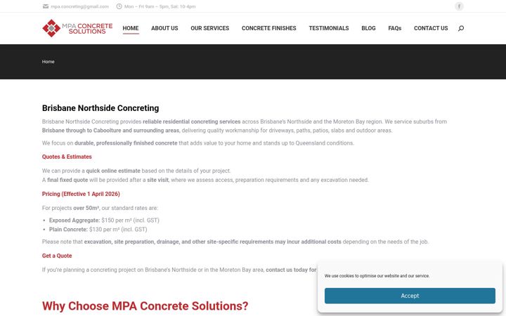 Snimka zaslona za concreters-brisbane.com.au