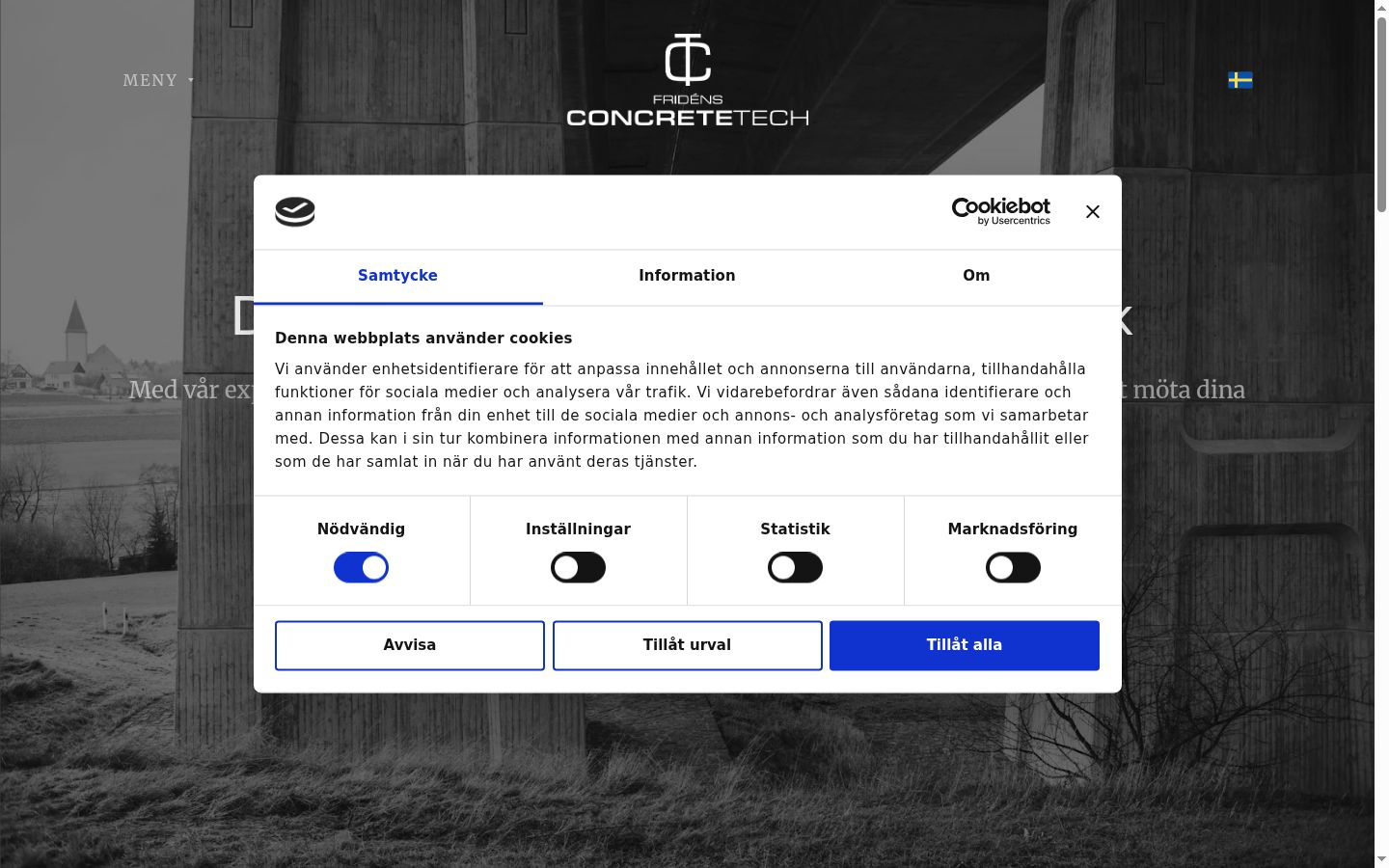 Screenshot of the consent banner shown before any interaction