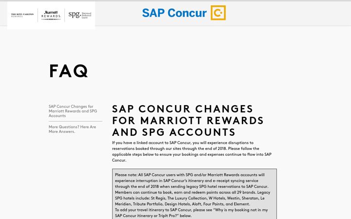 Screenshot of concur.marriott.com