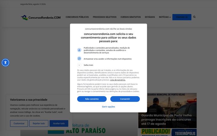 Screenshot of concursosrondonia.com