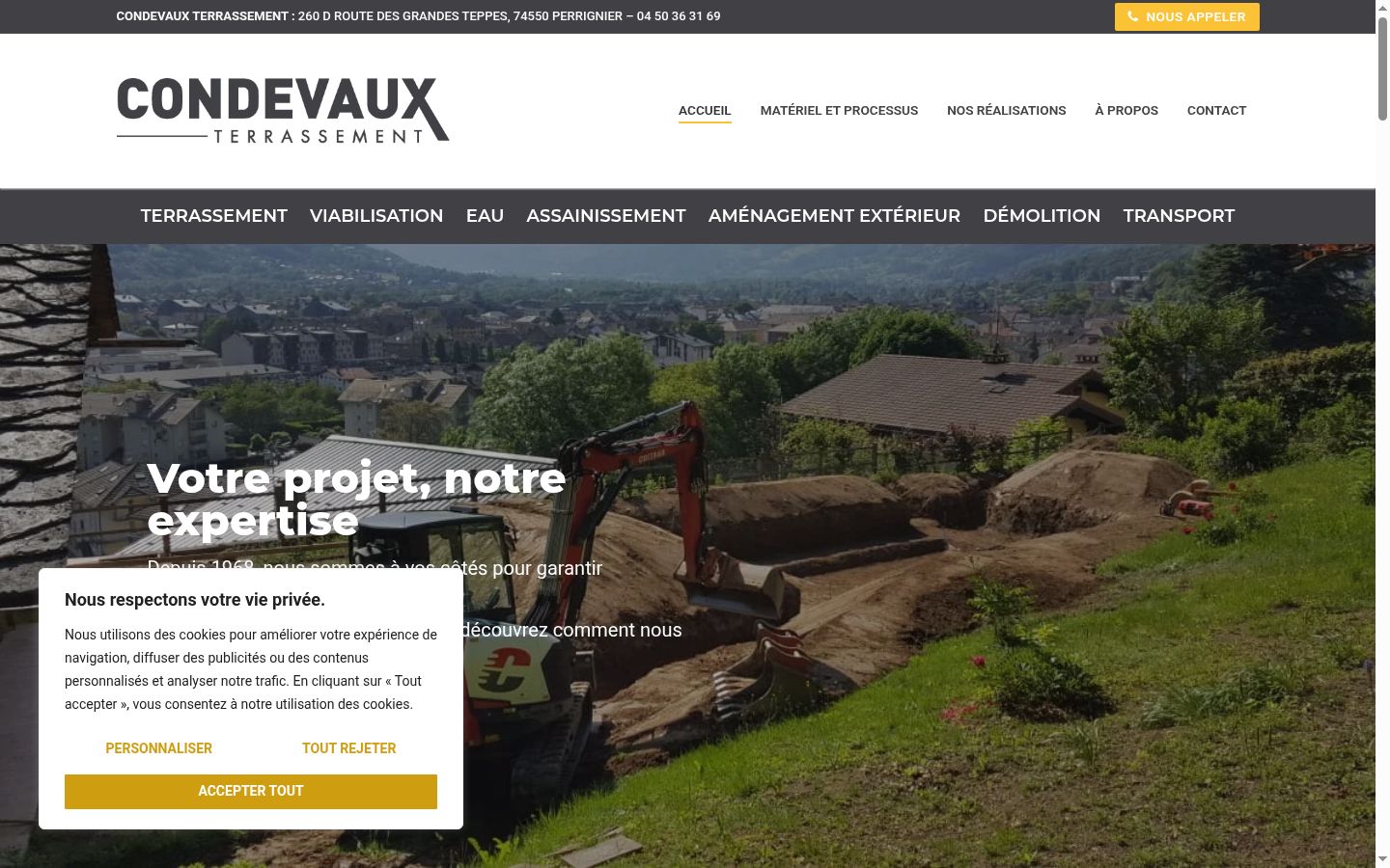Capture d'écran de la bannière de consentement affichée avant toute interaction