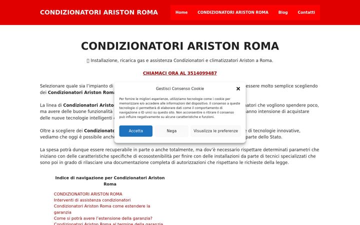Ekraanipilt saidist condizionatorearistonroma.it