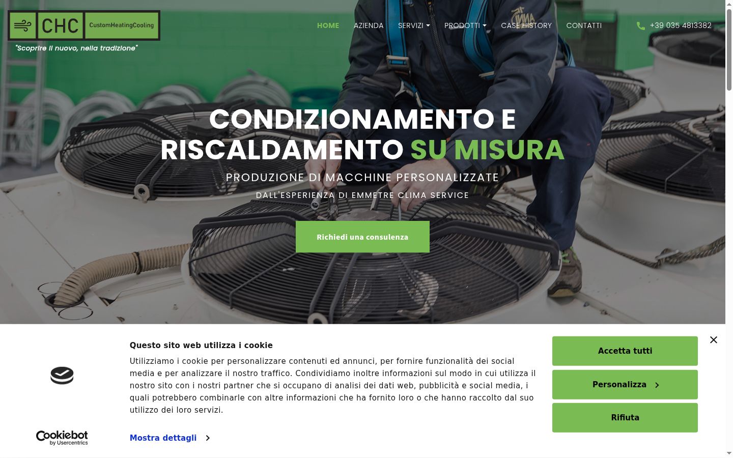 Captura de pantalla del banner de consentimiento mostrado antes de cualquier interacción