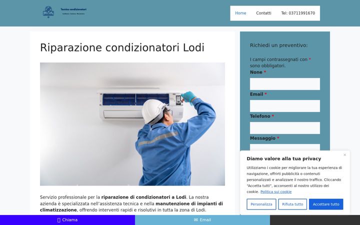 Screenshot of condizionatorilodi.com