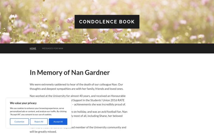 Screenshot of condolence-book.stir.ac.uk