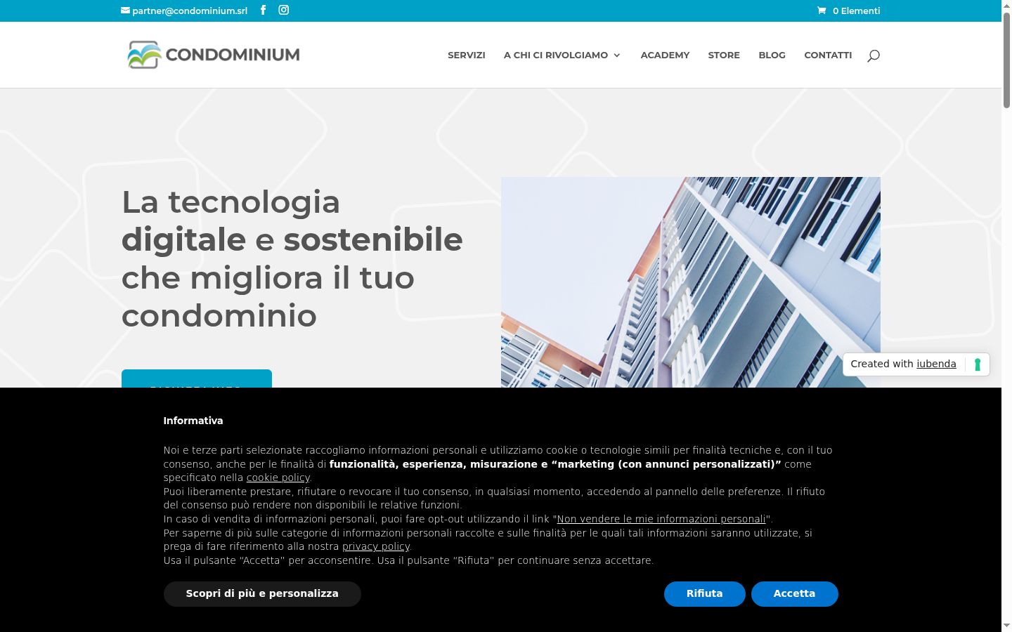 Captura de ecrã do banner de consentimento apresentado antes de qualquer interação