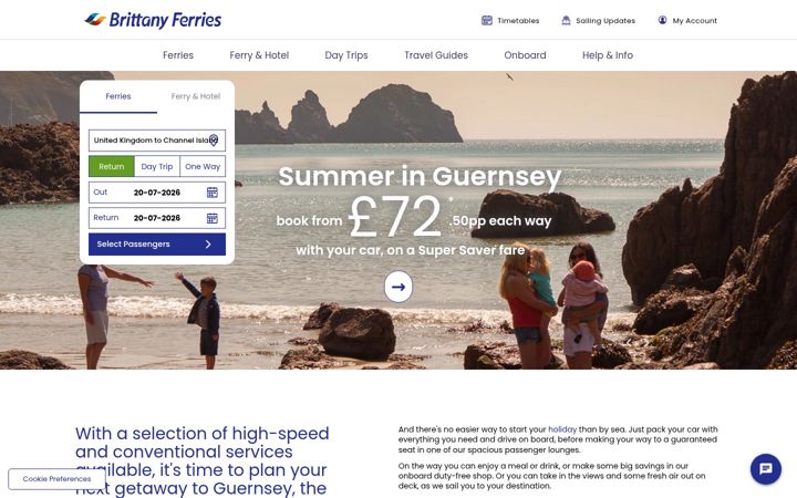 Screenshot of condorferries.co.uk