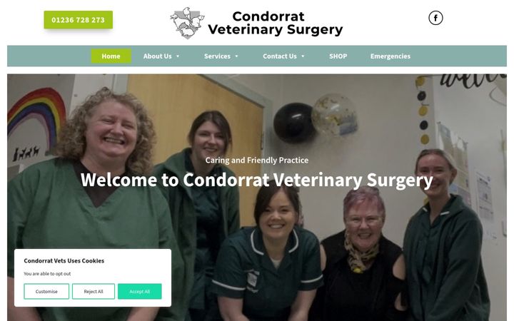 Screenshot of condorratvets.co.uk