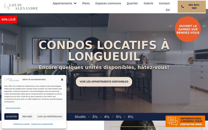 Skärmbild av condoslouisalexandre.ca