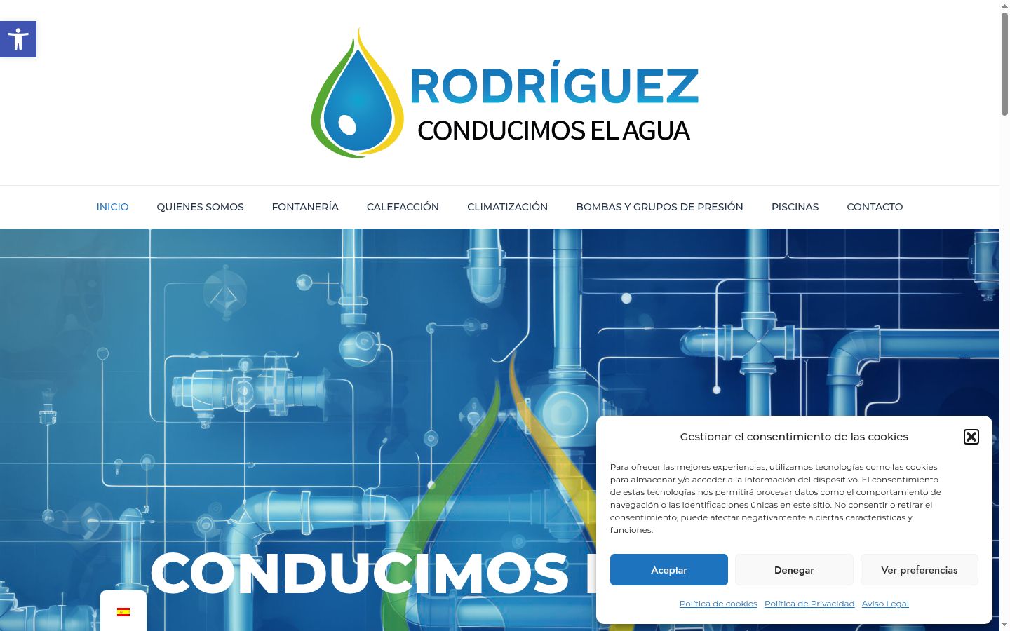 Captura de pantalla del banner de consentimiento mostrado antes de cualquier interacción