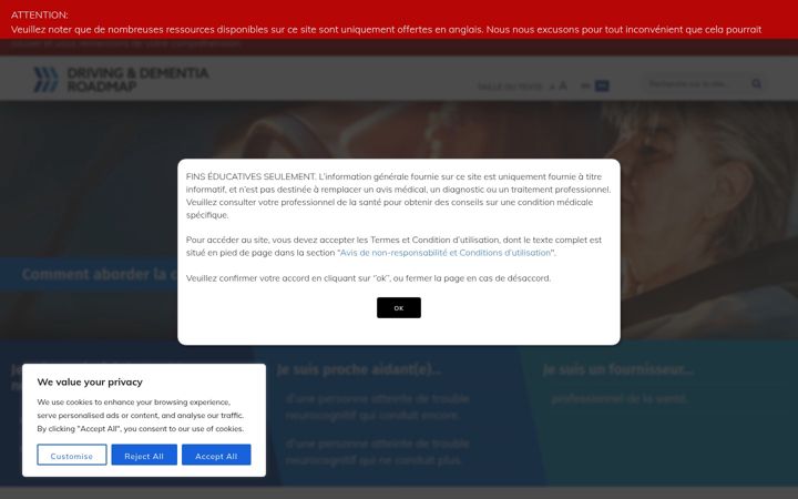 Screenshot of conduiteautomobileettroublesneurocognitifs.ca