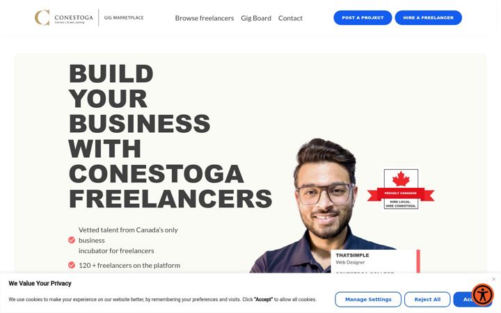 Skärmbild av conestogagigs.ca