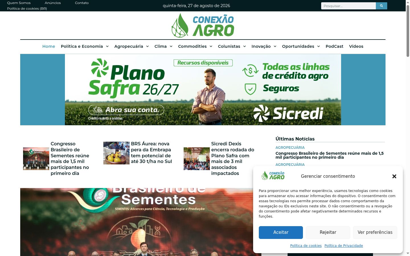 Screenshot del banner di consenso mostrato prima di qualsiasi interazione
