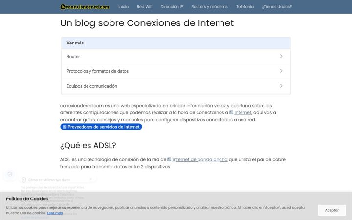 Screenshot of conexiondered.com