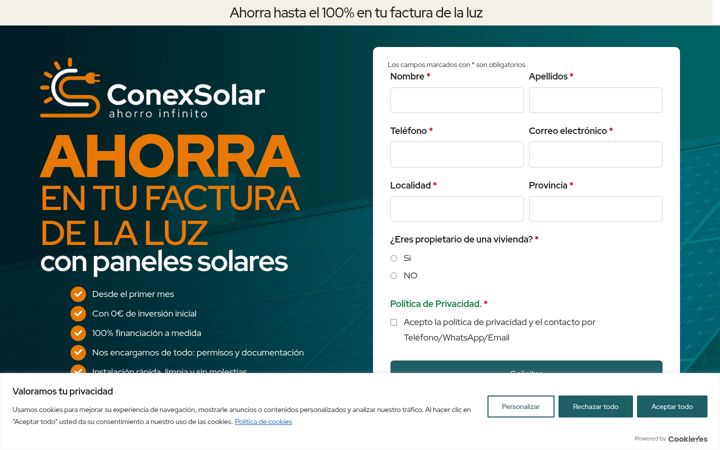 Capture d'écran de conexsolar.es