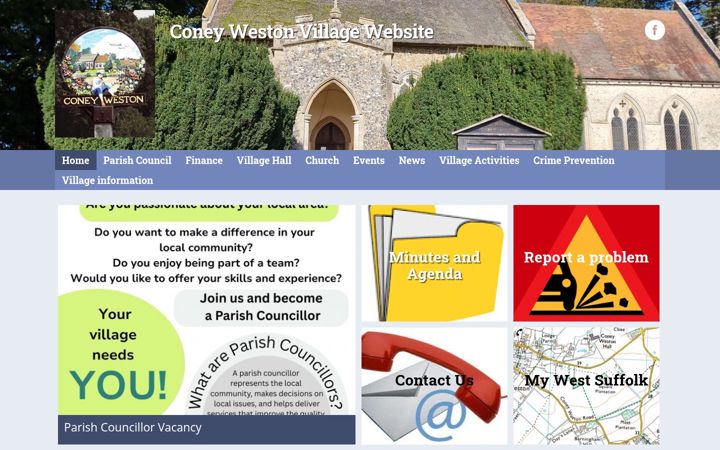 Screenshot of coneywestonparishcouncil.gov.uk