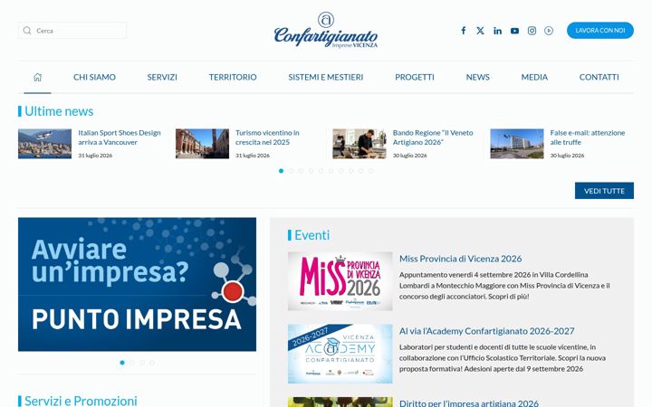 Ekraanipilt saidist confartigianatovicenza.it