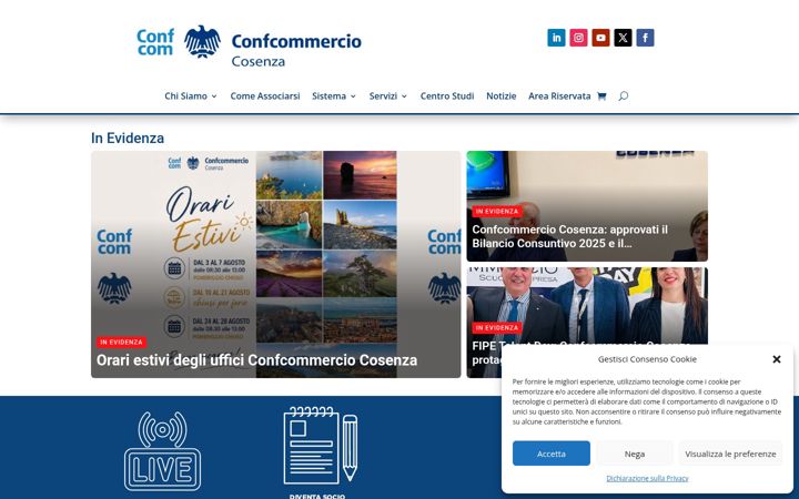 Ekraanipilt saidist confcommerciocosenza.it