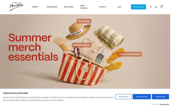 Screenshot of confeccionesmontoro.com