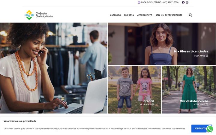 Screenshot of confeccoessantacatarina.com.br