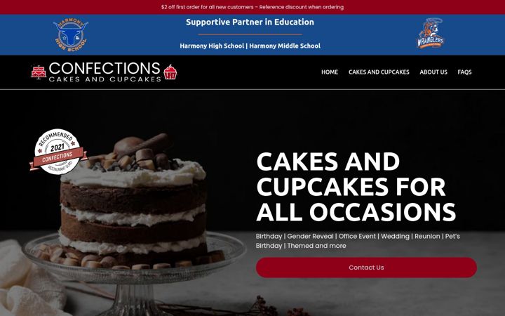 Screenshot of confectionscakes.com
