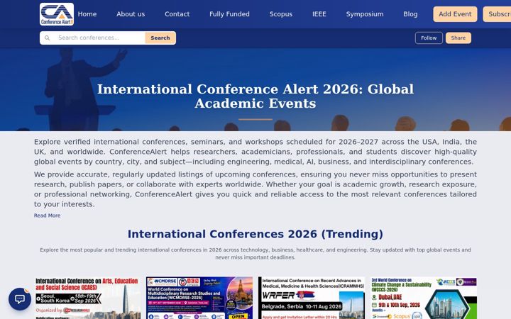 Screenshot of conferencealert.com