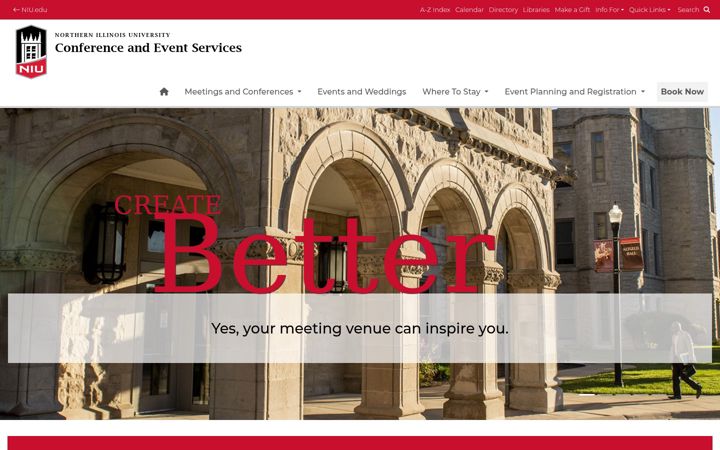 Screenshot of conferencecenters.niu.edu