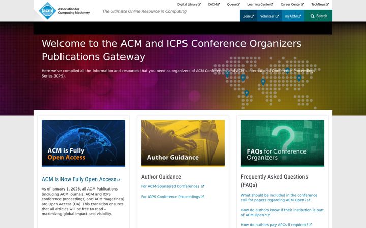 Screenshot of conferences.acm.org