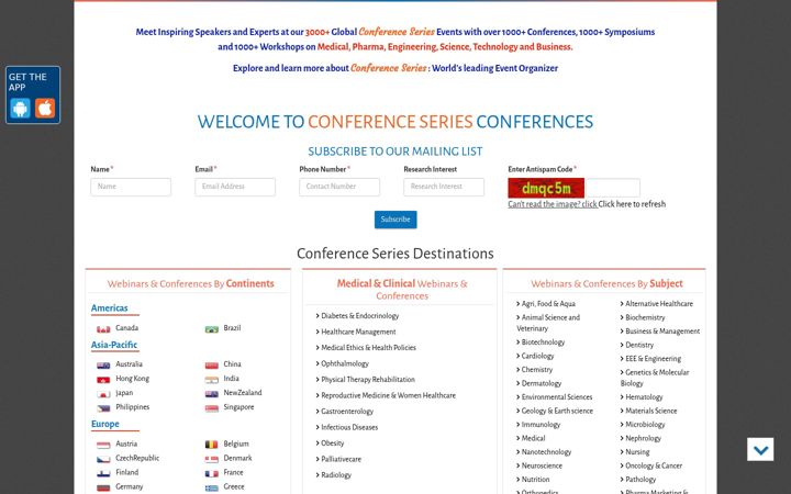 Screenshot of conferenceseries.com