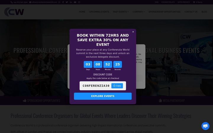 Screenshot of conferenziaworld.com