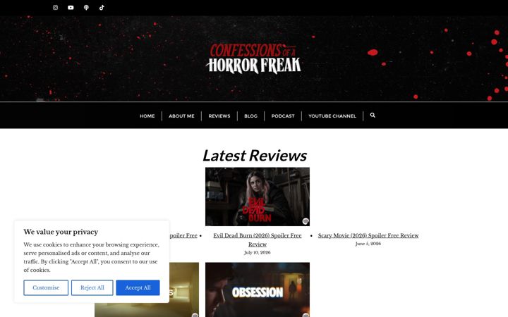 Screenshot of confessionsofahorrorfreak.org
