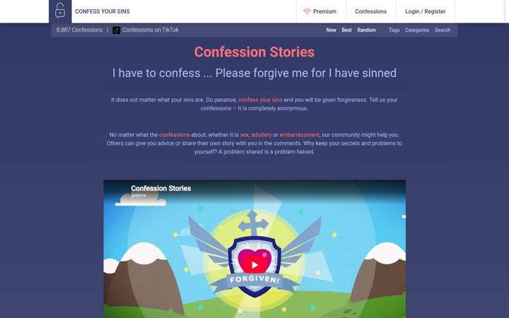 Screenshot of confessionstories.org