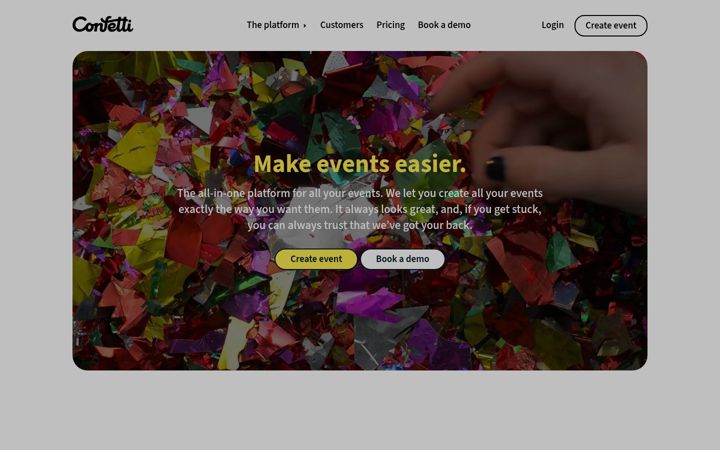 Screenshot of confetti.events