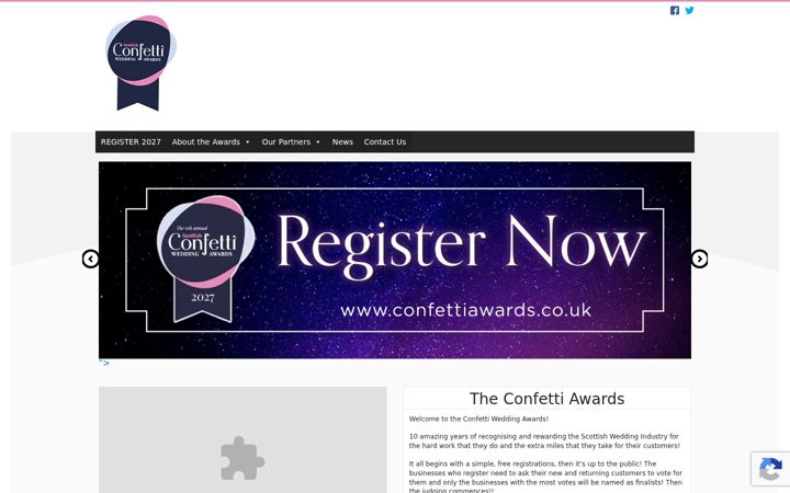 Screenshot of confettiawards.co.uk