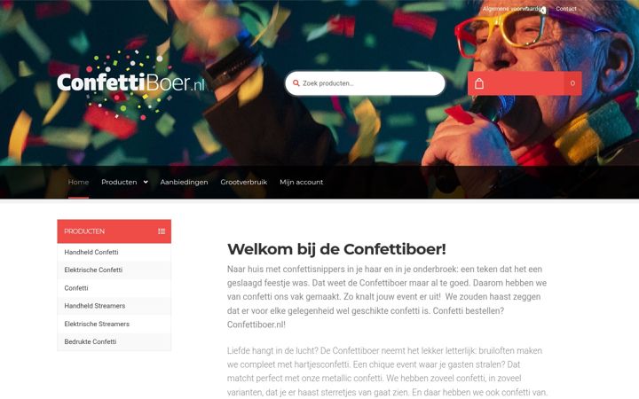 Kuvakaappaus sivustosta confettiboer.nl