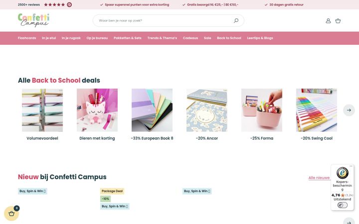 Screenshot stránky confetticampus.nl