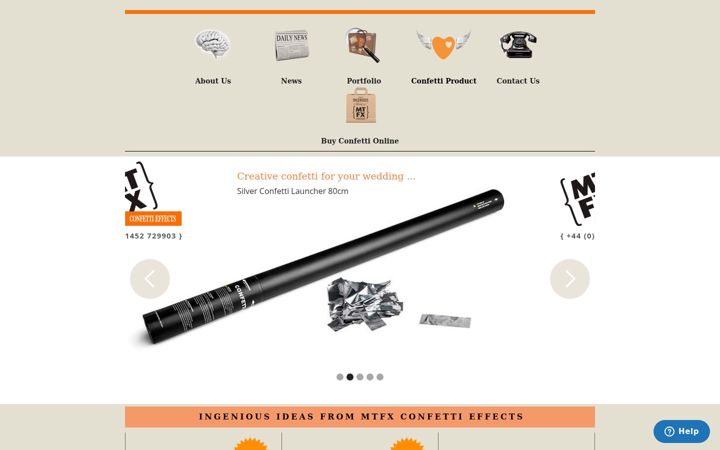 Screenshot of confetticreations.co.uk