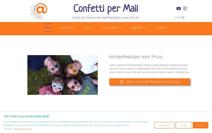 Kuvakaappaus sivustosta confettipermail.nl