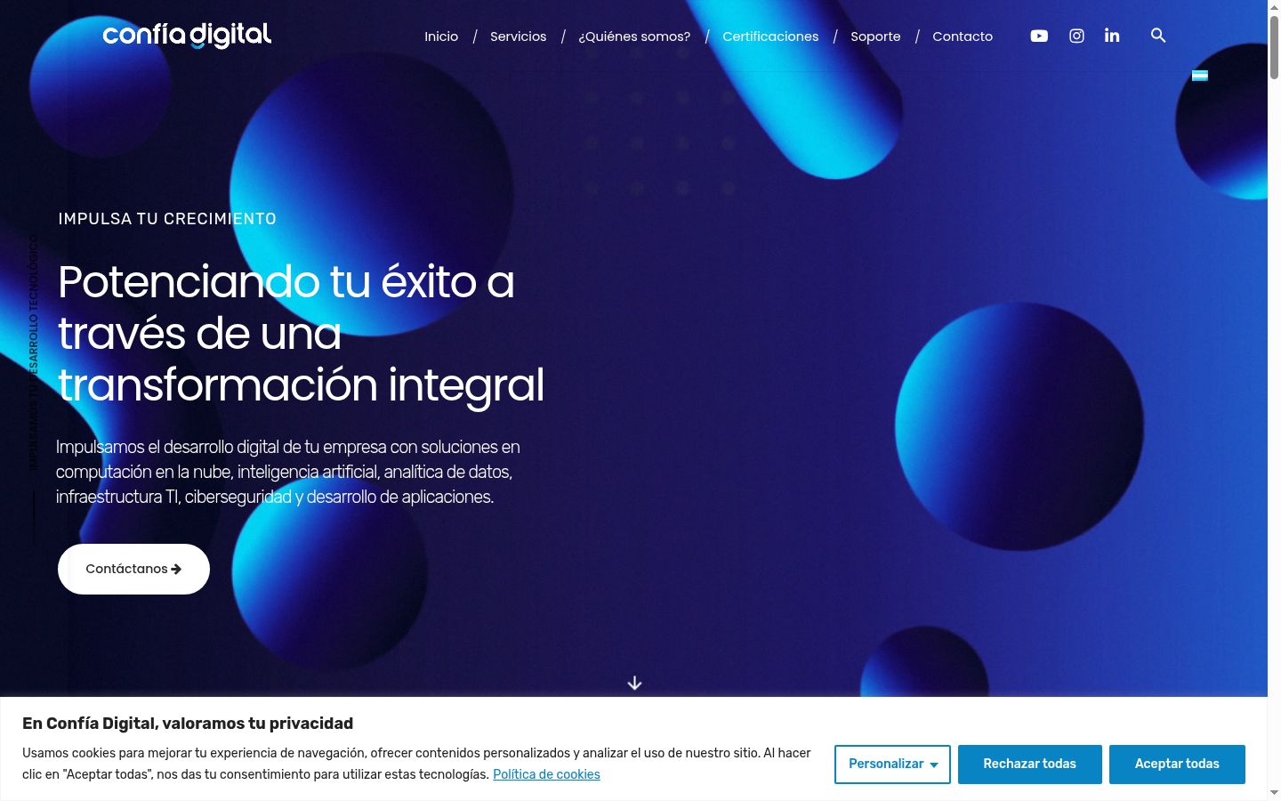 Screenshot del banner di consenso mostrato prima di qualsiasi interazione