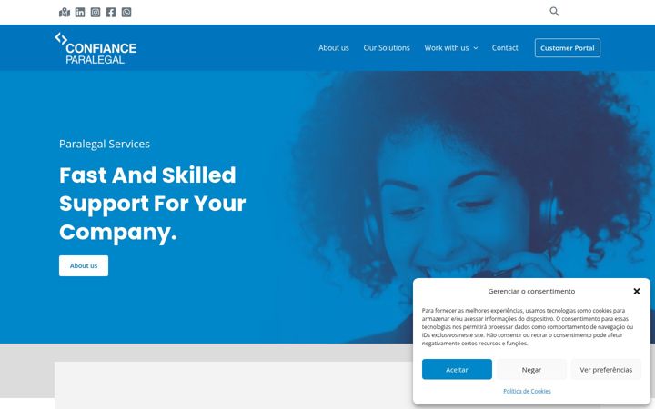 Screenshot of confianceparalegal.com.br