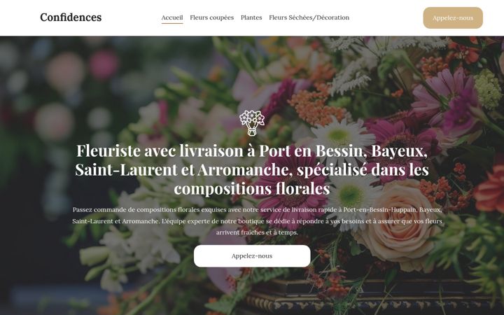 Screenshot of confidences-fleuriste.fr