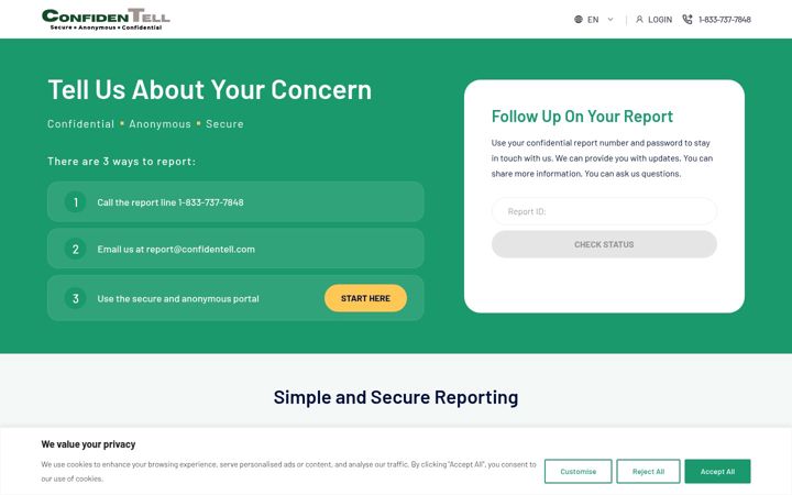 Screenshot of confidentell.com