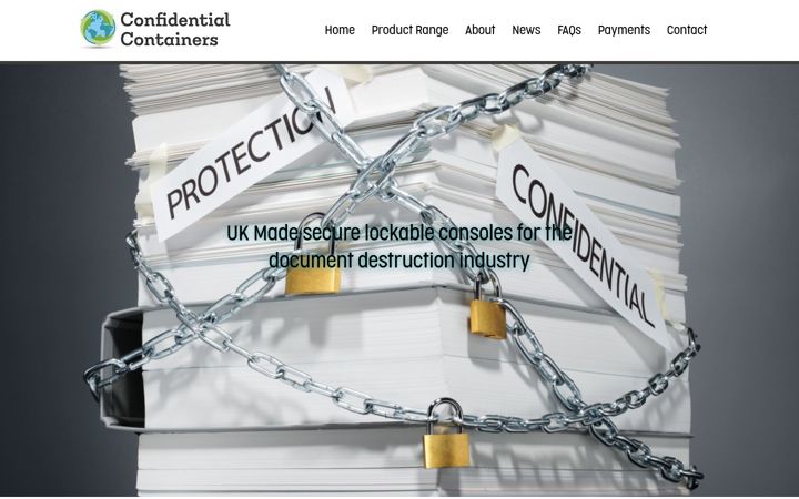 Screenshot of confidentialcontainers.co.uk