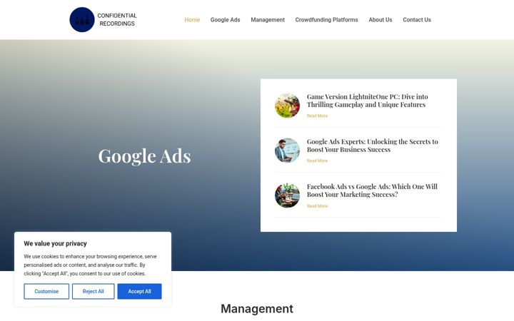 Screenshot of confidentialrecordings.com